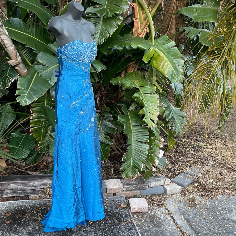 Mori  Lee strapless beaded and sequin lace up corset mermaid  dress